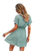 Manika Spotted Button Down Shirt Dress Slate Blue