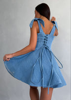 Bow Tie Denim Corset Dress