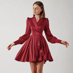 Meet And Greet Satin Drape Dress Wine
