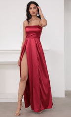 Slit Backless Slimming Suspender Long Dress