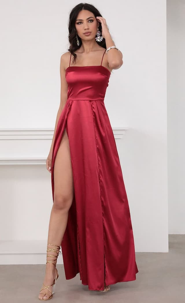 Slit Backless Slimming Suspender Long Dress
