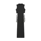 Romina Timeless Women's Sleeveless Cut Out Maxi Dress with Side Lacing Premium Wardrobe Essential
