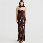 Elegant Tube Top Bare Back Dress Printed Figure Elegant Slim Fit Maxi Dress