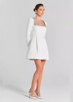 Embellished Square Neck Mini Dress