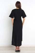 Bold Move Wrap Midi Dress Black