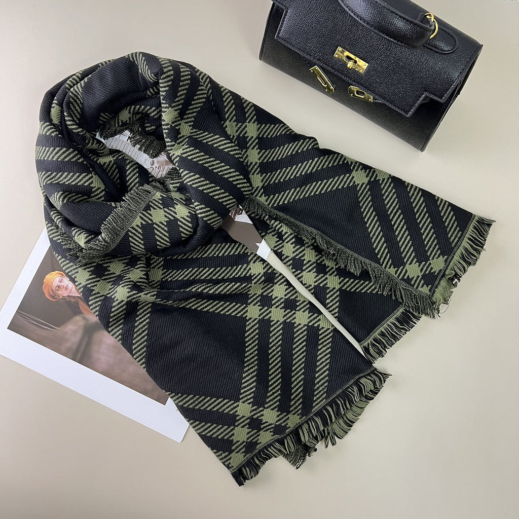 Classic Checkered Wool Blend Scarf