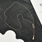 Long Teardrop Pendant Slide Chain Lariat Necklace