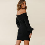 Greer Off The Shoulder Sweater Dress Black