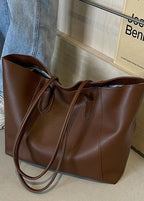 Elara – Two-Tone PU Leather Tote Bag with Long Shoulder Straps