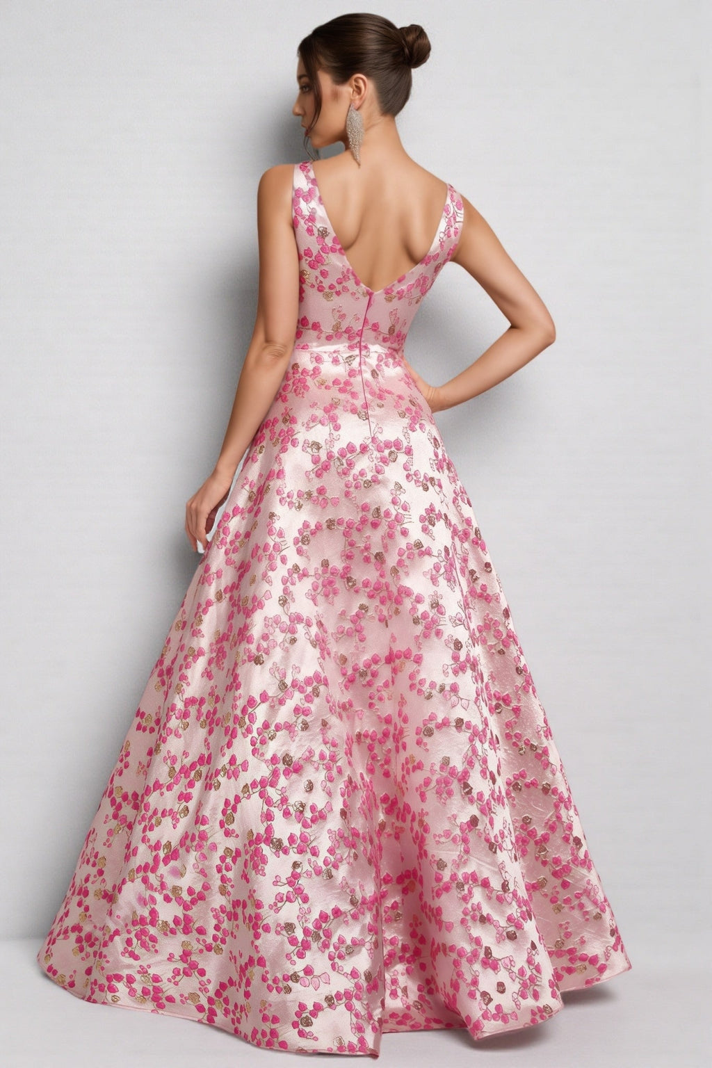 Felicia Printed Sleeveless Backless Maxi Dress