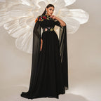 High End Turtleneck Long Cocktail Embroidered Evening Dress Bridesmaid Dress Waist Controlled Large Hem