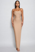 Sevyn Strapless Pearl Maxi Dress