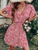 Layva Printed Ruffle Tiered Dress Mauve