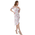 Floral Print off Neck High Waist Slit Dress