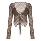 Xaria Sheer Lace-Up Cardigan