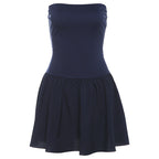 One-Shoulder Pleated Dress With Patchwork