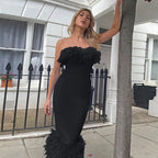 Fur Collar Off Shoulder Dress
