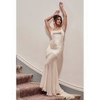 High Grade Satin Chiffon Splicing Sling Sheath Forged Surface Dress Slim Fit Elegant Mop Dress
