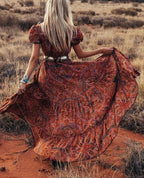 DressBetty - Print V-Neck Bohemian Holiday Dress