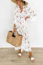 I Belong Here Floral Eyelet Lace Cover Up Beach Midi Dress