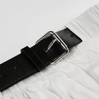 Color Block Low Waist Belt Ruffle A Line Mini Skirt