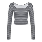 Lauren Striped Long Sleeve Crop Top