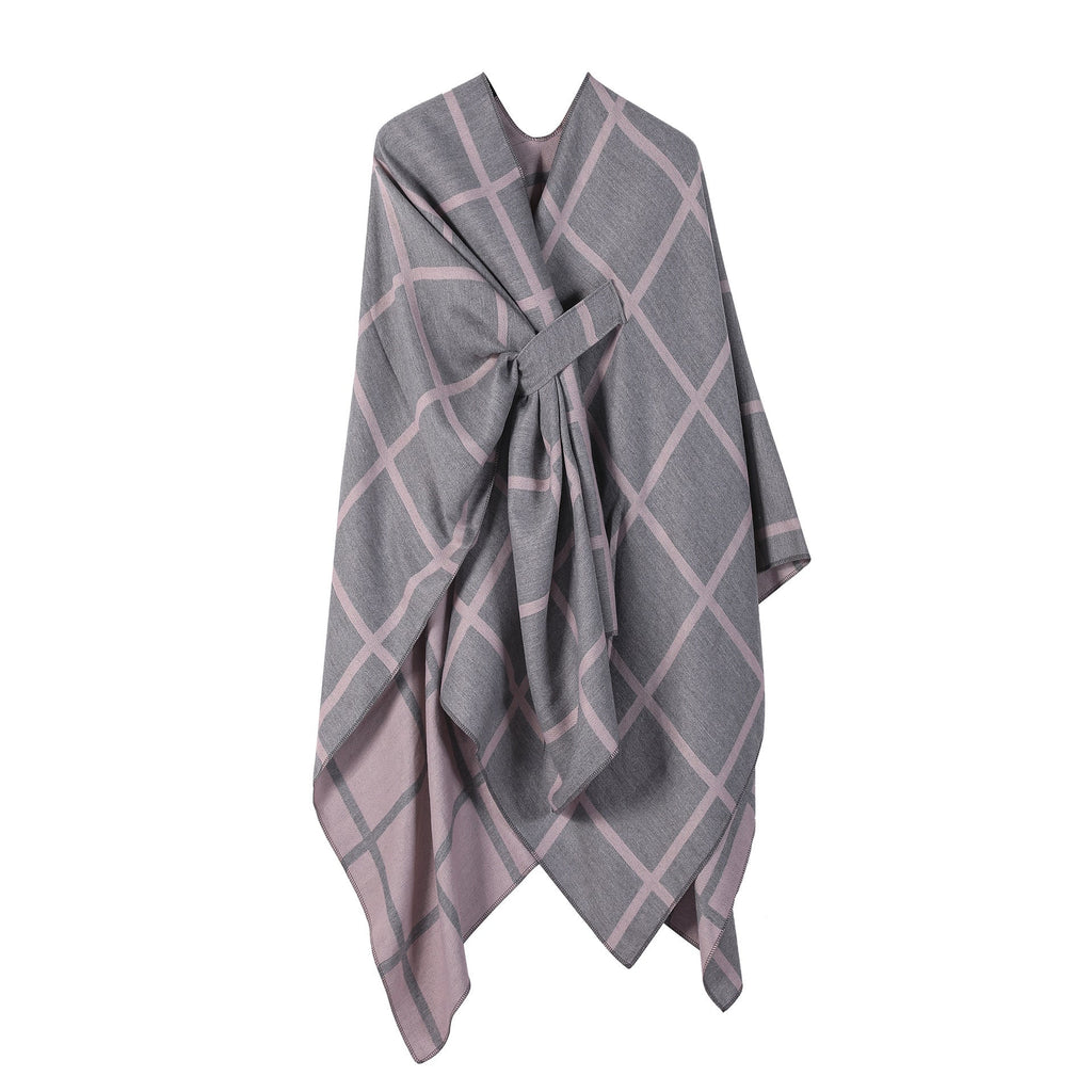 Bestselling Sidetied Plaid Split Cape Warm Crossborder Scarf