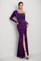 Lopez Purple Sequin Maxi Dress
