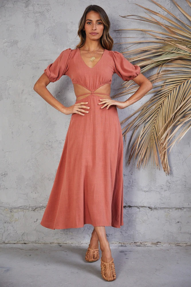 Neoma Cutout Maxi Dress Bright Blush