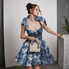 eden floral print bow shoulder dresses