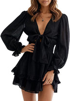 Cartwheel Lace Tiered Cutout Dress Black