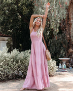 Sunshower Cotton Tiered Maxi Dress Dusty Rose