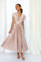 Olivia Statement Long Dress with Deep V Neckline and Bow On the Back Boutique Collection
