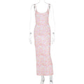 Slim Fit Backless Sleeveless Printed Younger Cami Dress