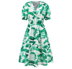 V Neck Bohemian Printed Dress A Line Dress