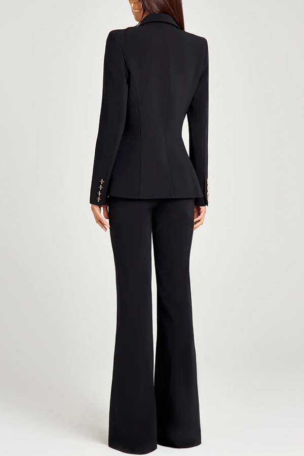 Women Power High Rise Side Zipper Flare Slim Fit Pants