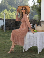 Takeoff Star Print Pocketed Maxi Dress Peach