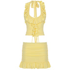 Katlyn Ruffled Halter Skirt Set