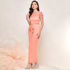 Elegant Stitching Mesh High Waist Dress
