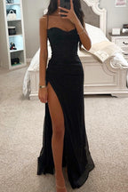 New party, fashionable suspender dress, loose solid color casual split women's dress