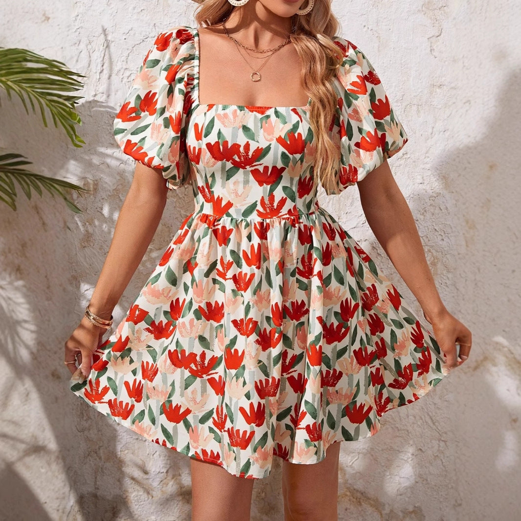 Norma Minimalist Women's Floral Pattern Summer Dress Designer Edit