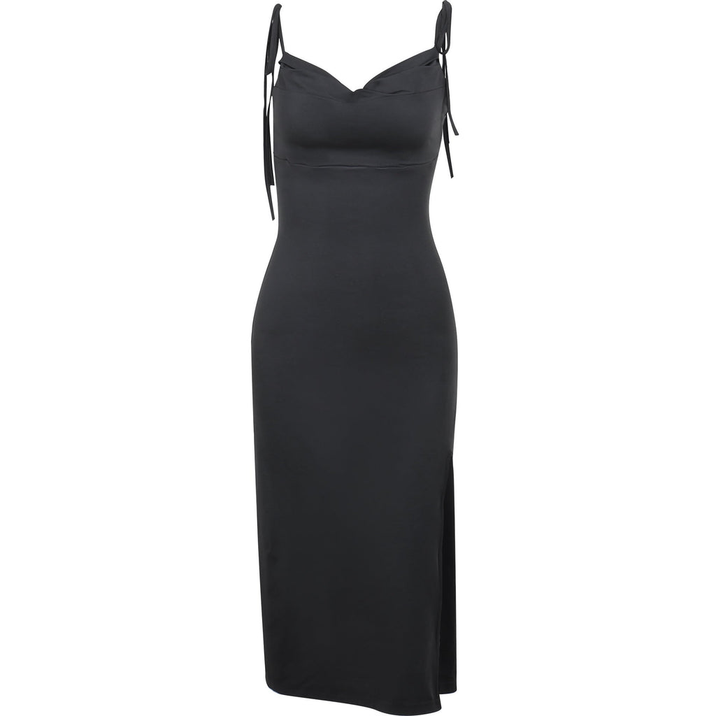 Sling Pockets Collar Split Vacation Elegant Dress