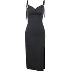 Sling Pockets Collar Split Vacation Elegant Dress