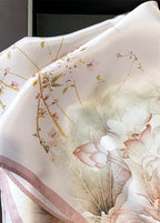 Lotus Veil - Floral Satin Square Scarf