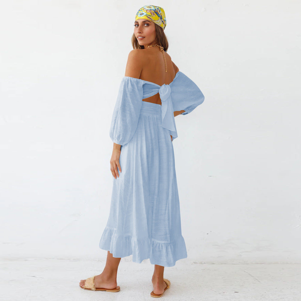 Samantha Puff Sleeve Midi Dress French Blue