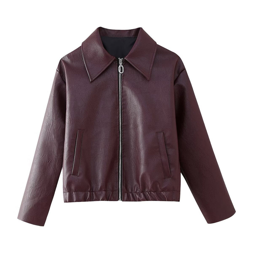 Brenna Lapel Faux Leather Jacket