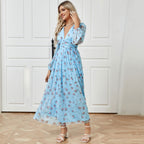 Elegant High Waist V neck Dress