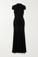 Corake Black Mesh Pleated Maxi Dress