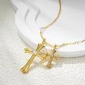 Hip Hop Style Bead Chain Cross Pendant Zirconia Necklace