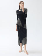Chic Patchwork Pleated Irregular Skirt Set